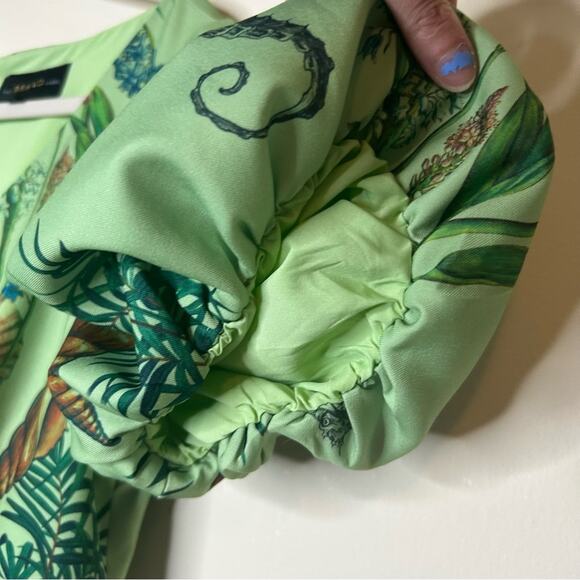 The Brand Label Green Bubble Dress Seahorse Seashells Tropical Short Sleeve XL - Picture 6 of 7